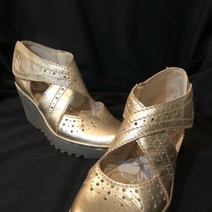 Fly London metallic gold shoes